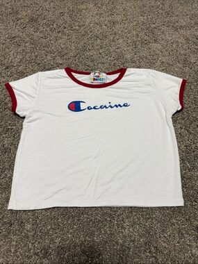 omighty champion inspired cocaine baby tee